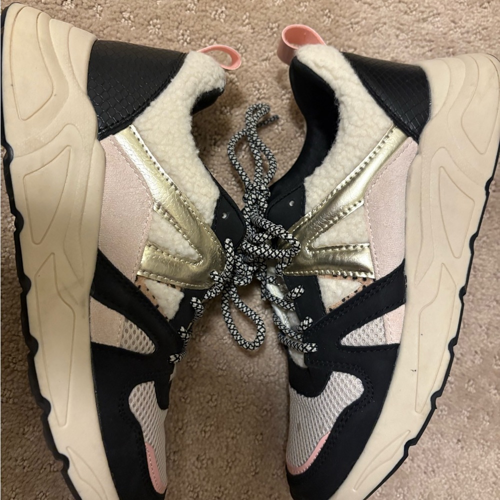 Posh Black, Gold, and Cream Sneakers